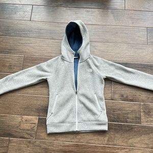 The North Face knit hooded zip up with fur like lining